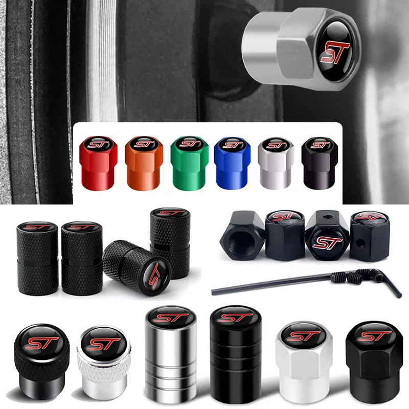 4PCS ST Sticker Car Wheel Tire Valve Stem Caps Airtight Cover For ST Ford Focus Emblem Auto ST Line Focus X 2 3 Mondeo Tyre