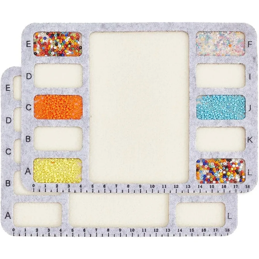 2Pcs Felt Beading Mat Rectangle Felt Bead Design Boards with Centimeter Alphabetic Scale Beads Tray Bead Pads for Art Crafts