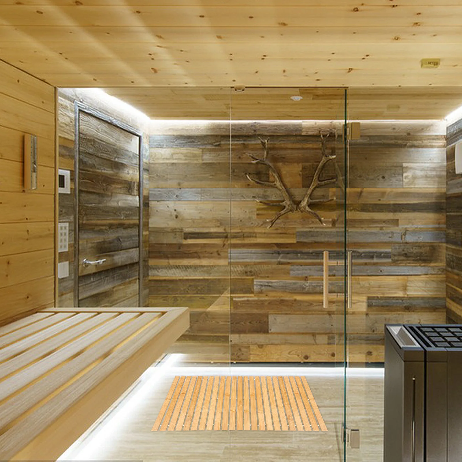 

Foldable Non-Slip Bamboo Bathroom Mat Bamboo Shower Mat for Sauna Spa Hotel and Home Bath Mats for Bathroom Bathtub Mats