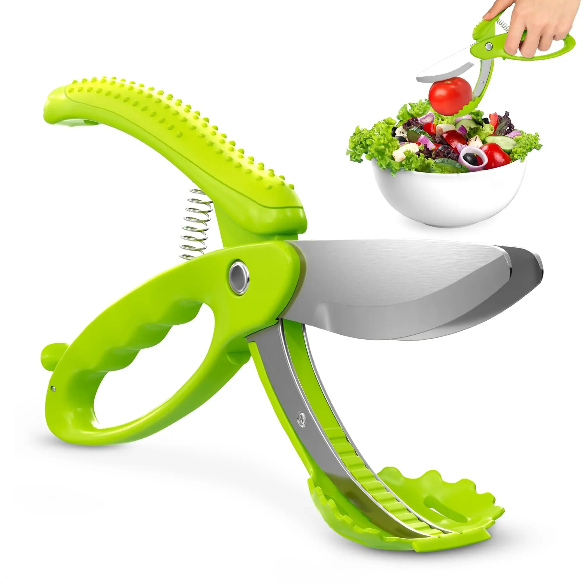 Salad Tongs For Toss and Chop Vegetable Kitchen Shears Scissors 2in1 Food Chopper Double Blade For Easy  Making