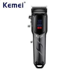Kemei KM-1550 Professional Hair Clipper for Men LED Display Low Noise Cordless USB Interface Hair Cutting Machine Hair Trimmer