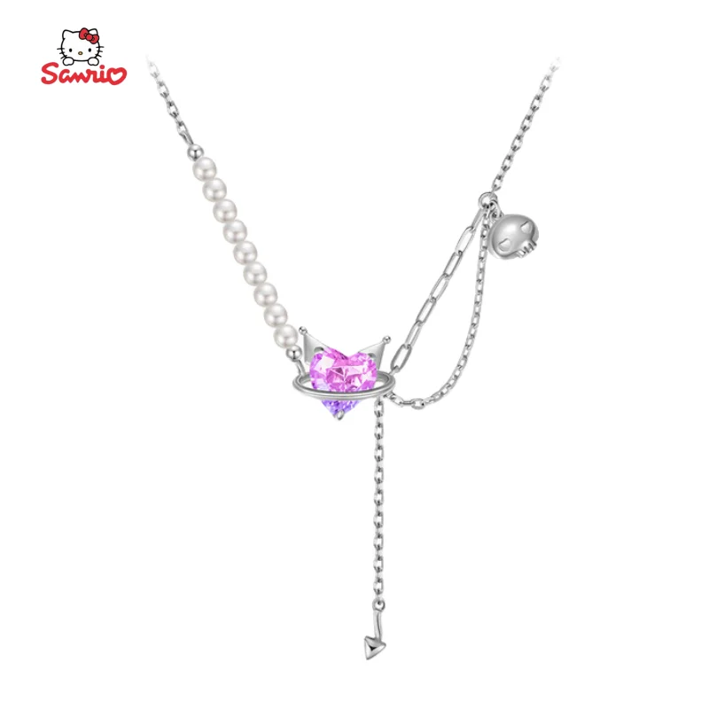 HelloKitty Sanrio Magic Purple Planet Kuromi Necklace Kawaii Creative Personality Cute Punk Jewelry Festival Gift for Girls