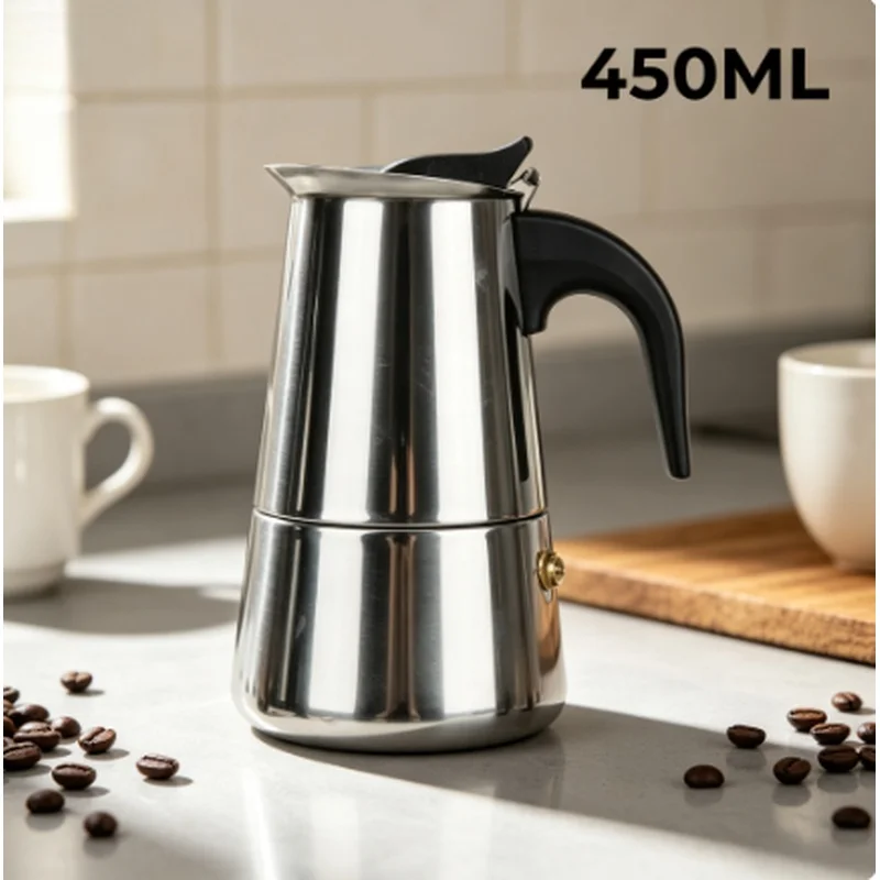 Multi-Cup Stainless Steel Moka Pot Stovetop Espresso Maker Filter Coffee Brewer Home Kitchen 2-9 Cups
