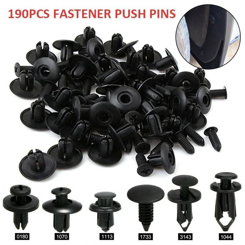 190pcs Car Fastener Clips 6 Sizes Auto Bumper Retainer Clips Retainer Clips Kit Auto Trim Panel Clip Mixed Car Body Bumper Rivet