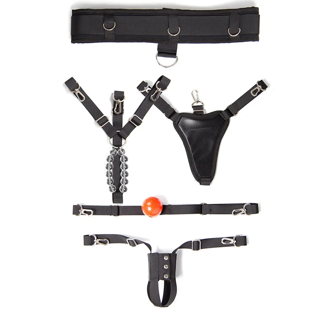 Kit de calcinha de couro para homens e mulheres, acessórios de estimulação do clitóris, jogo BDSM, cinto de bondage, roupa gay, 4 em 1, 18 + bunda