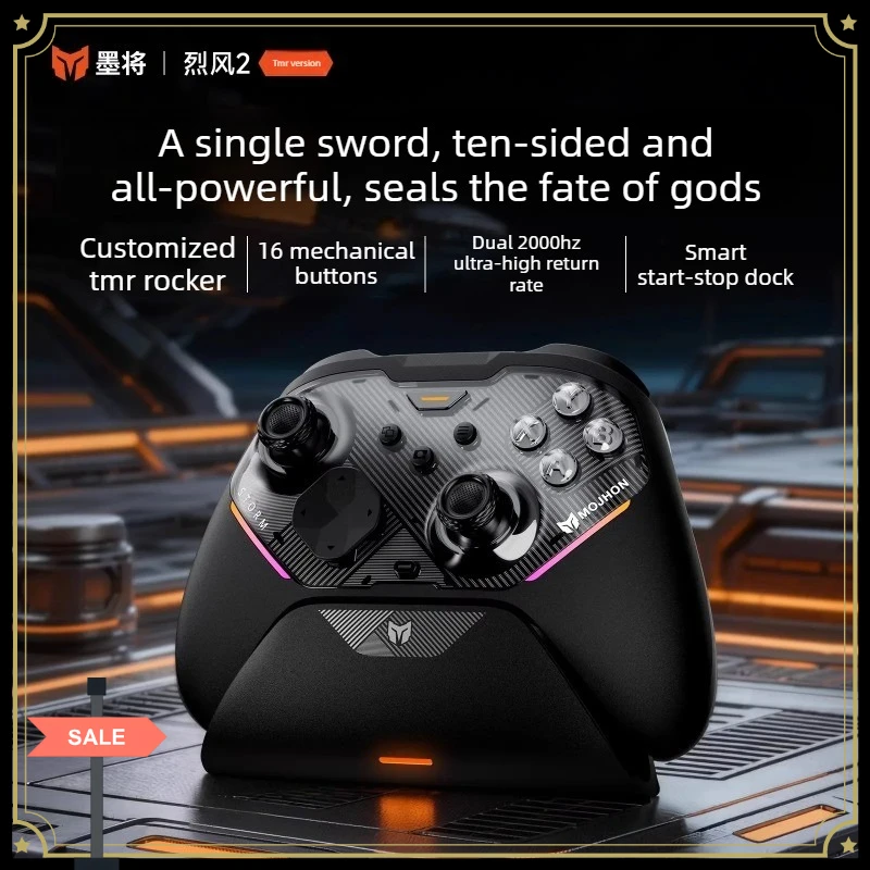 

BIGBIGWON Gale 2 Gaming RGB Controller, BT/2.4G/Wired, 6-Axis Gyro Hall Trigger TMR Joystick, 2000Hz Multi-Platform Gamepad
