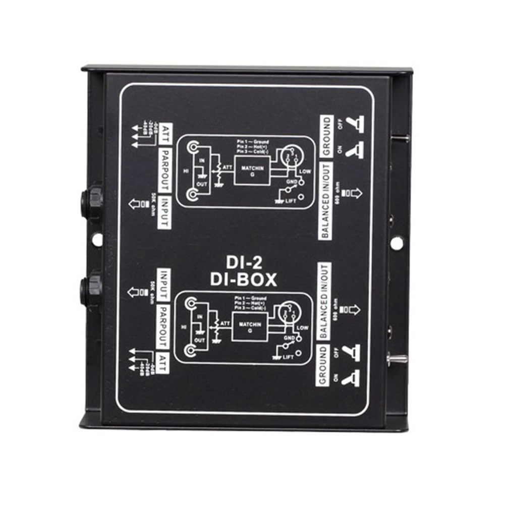 1 Pack DI-2 Audio Isolator Passive Audio DI Box Black Audio Noise Canceller Guitar Isolator Resistor Anti-Noise Audio Converter-