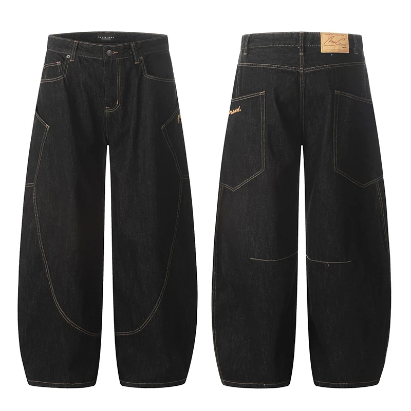 PFNW American Vintage Silhouette Machete Jeans Trendy 2025 Pantaloni a banana a gamba larga lavati larghi da uomo nuovi Pantaloni falce 12C1918