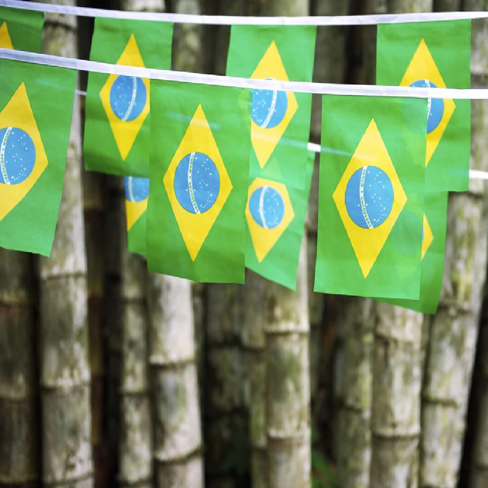 24 pçs/set 14x1 2cm/20x30cm Brasil bunting bandeiras flâmula corda banner bunting festival festa feriado