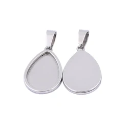 5pcs Stainless Steel Fit 13x18mm Teardrop Cabochon Base Settings Diy Bezel Pendant Trays For Jewelry Making Supplies