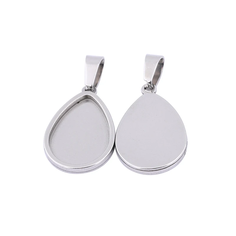 5 sztuk ze stali nierdzewnej pasuje do 13x18mm Teardrop Cabochon ustawienia bazy Diy wisiorek fasetowany tace dla elementy do wyrobu biżuterii