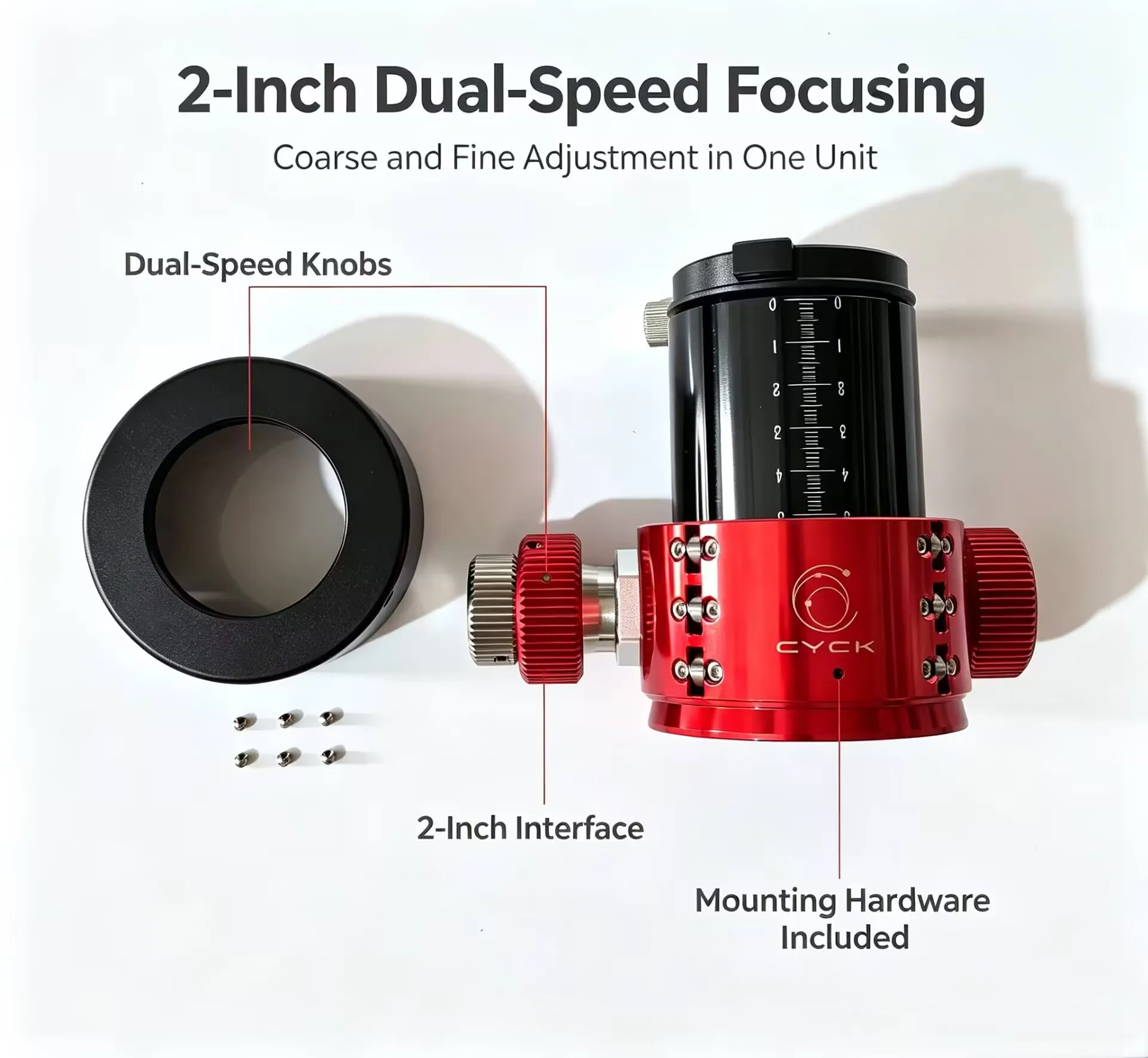 2 Inch Dual Speed Focuser 51mm Extra Long Travel 12 Bearing Cyck For C11 C14HD SCT Telescope Eyepiece Upgrade Part