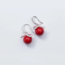 Solid 925 Sterling Silver Freshwater Pearl Earrings Dangle Drop Earrings CZ Fine Jewelry for Women Wedding Engagement Gift