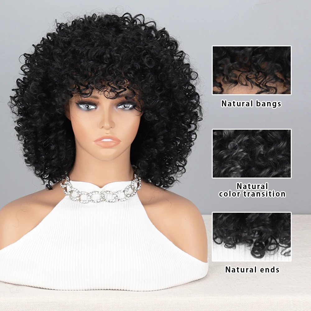 Synthetic High Heat Resistant Material African Small Curly Hair Whole Wig Suitable For Daily Cosplay Wear