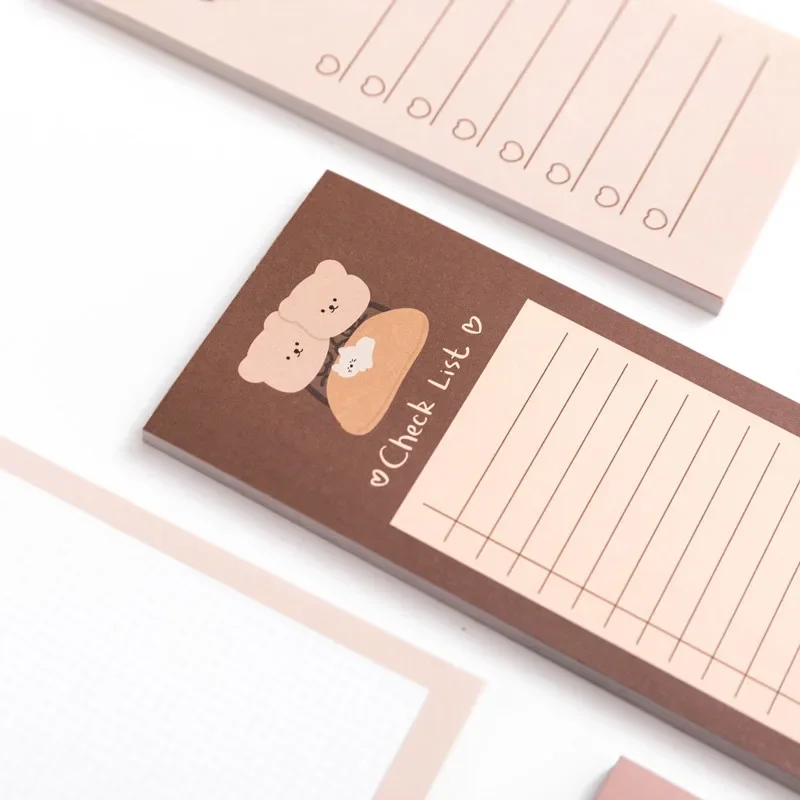 Cute Korean Biscuits Bear Memo Pad Message Notes Decorative Notepad Note Check List Memo Stationery Office Supplies Gift Card