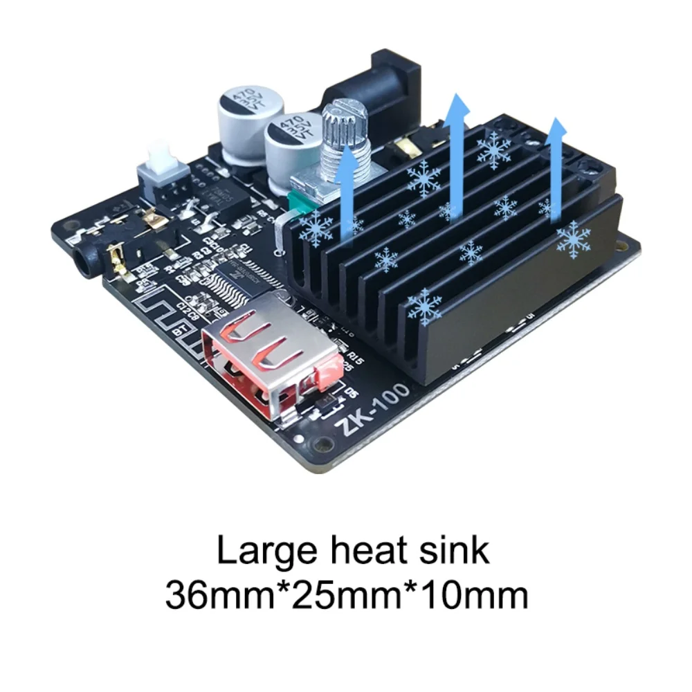 ZK-502M/1002M 2.0 Stereo Bluetooth 5.0 Digital Amplifier Board 50W+50W / 100W+100W Audio Amplifier Module