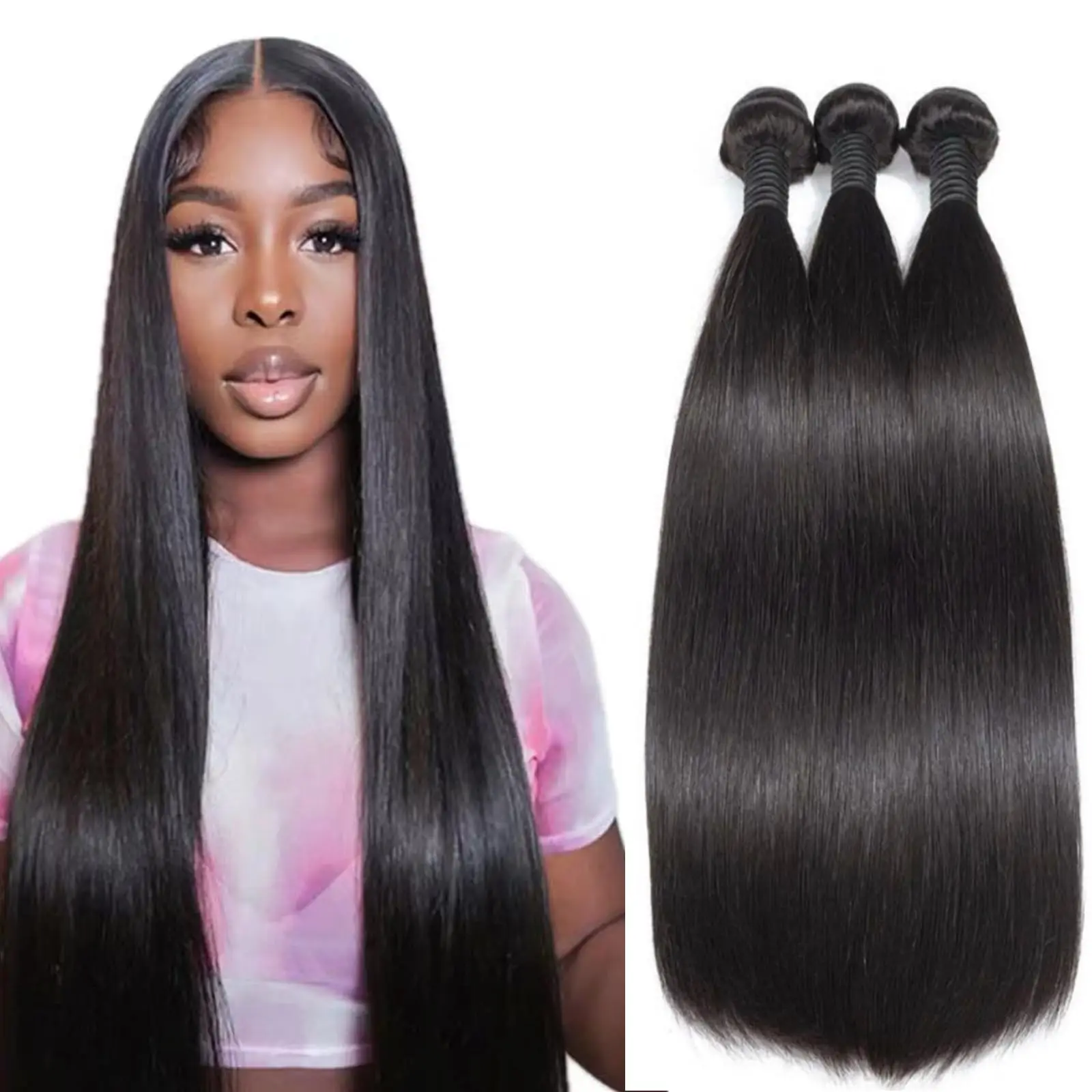 Extensions Natural Color 1/3/4 Pcs Straight Human Hair12A 30 32 Inch Brazilian Hair Straight Human Hair Bundles Remy Human Hair