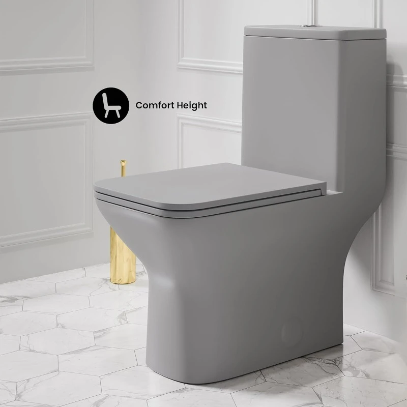 SM-1T256 مرحاض كاري قطعة واحدة، مرحاض مربع، مرحاض مزدوج الدفق 1.1/1.6 gpf، مرحاض حديث، مراحيض لـ #4