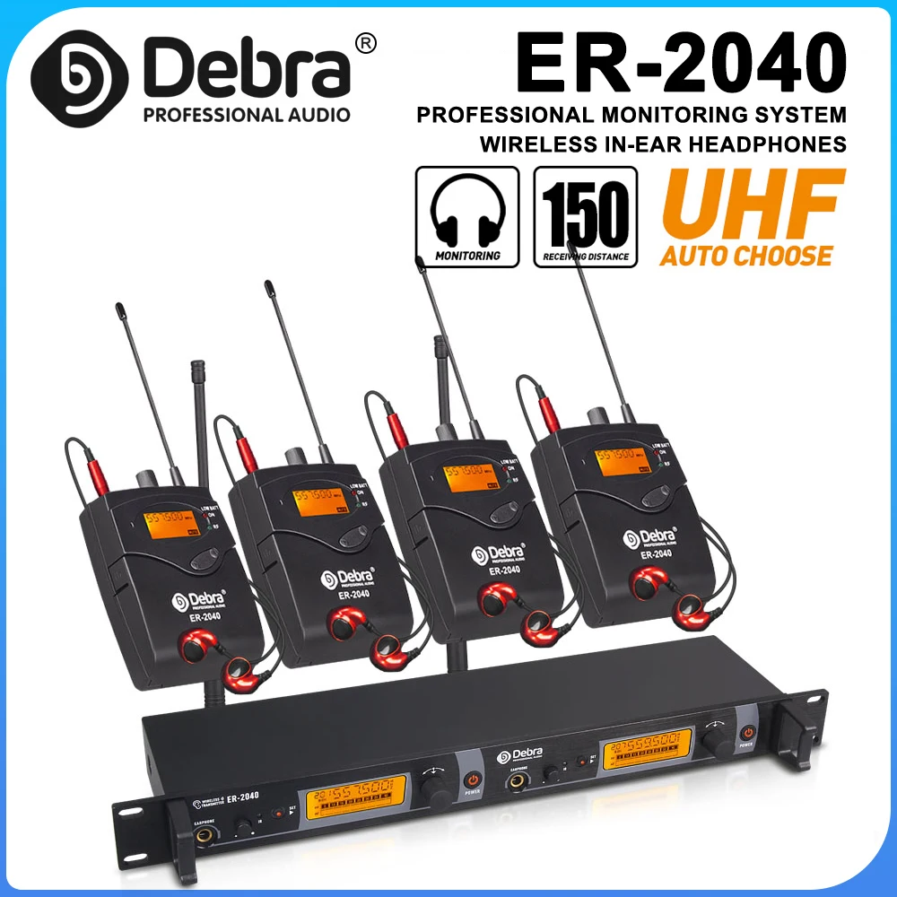 

Debra Stage Wireless In-Ear Monitor System with UHF Transmission up to 180 Meters for Churches, Recording Studios