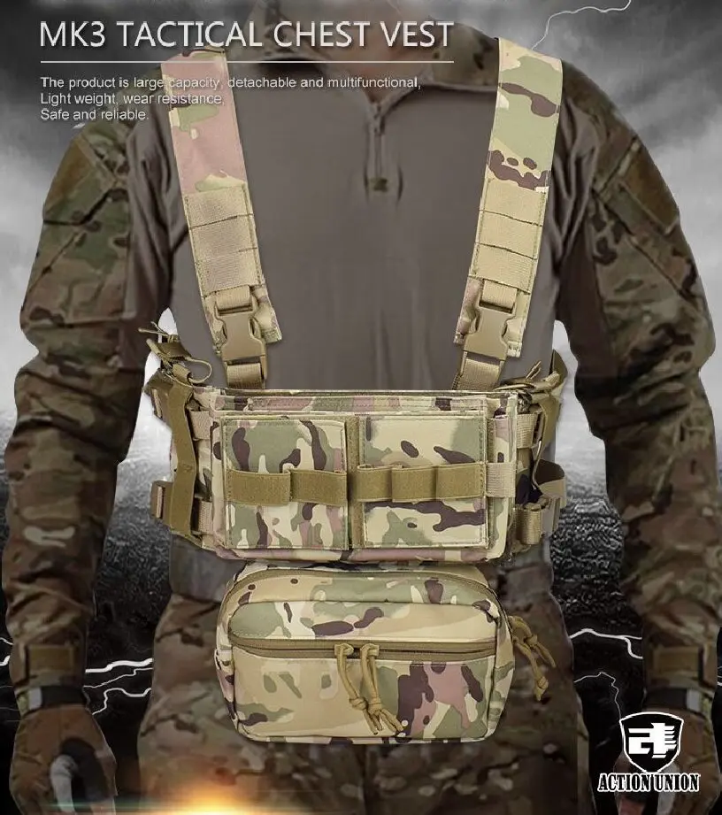 Military Enthusiast Outdoor MK3 Chest Hanging Tactical Vest 1000D Nylon Lightweight Tactical Bellyband Vest