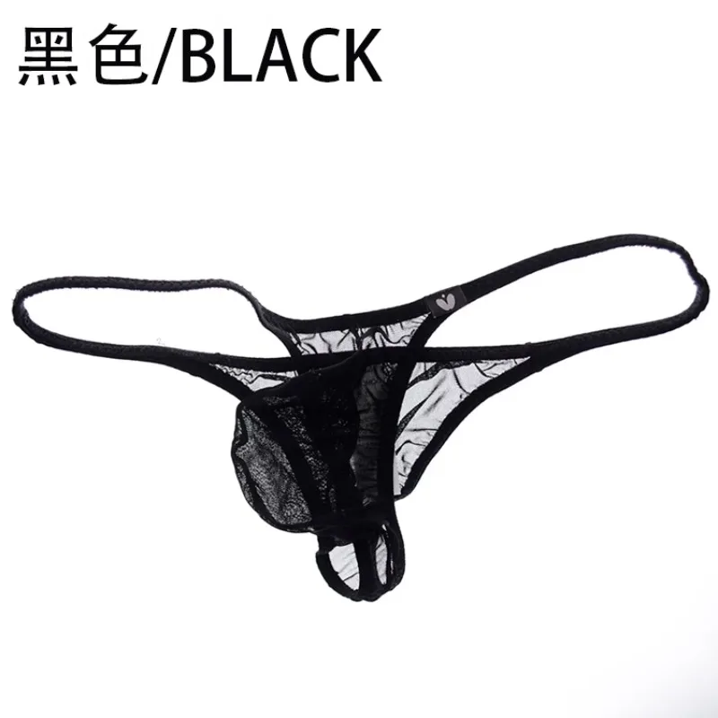 Elastic High Transparent Mesh Men\'s Low Waist Sexy Bikini Half Hip Underwear Sexy Low Waist Men\'s Triangle Pant