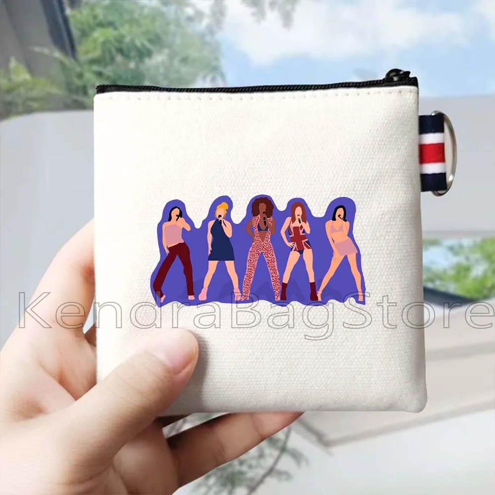 Dompet Koin Lucu Gambar Cetak Spice Girls Fashion Tas Kanvas Tas Persegi Kecil Dompet Tas Lipstik Kartu Penyimpanan Kunci Kantong Ritsleting Portabel
