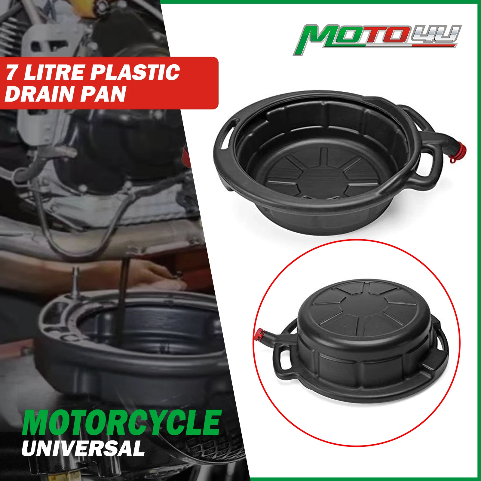 MOTO4U 7L Plastic Car Oil Coolant & Gearbox Drain Tray Oil Change Pan Fuel Drain PanTray Capacity Bucket Motorcycle Tools