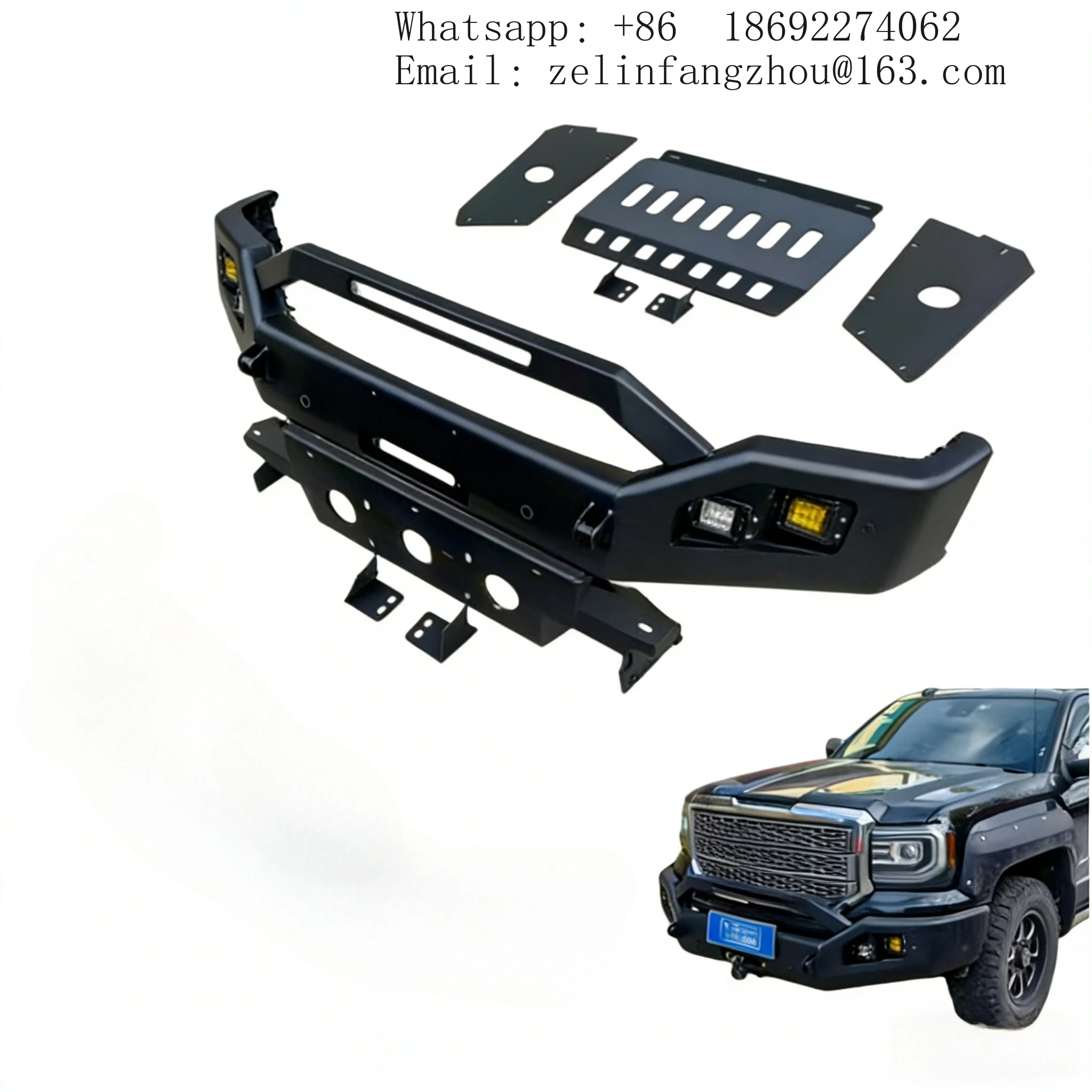

Front Bumper for Sierra 1500 2014-2019 QK Steel Body Kit Fog Light Cutouts Bolt-On 1 Year Warranty Brand New
