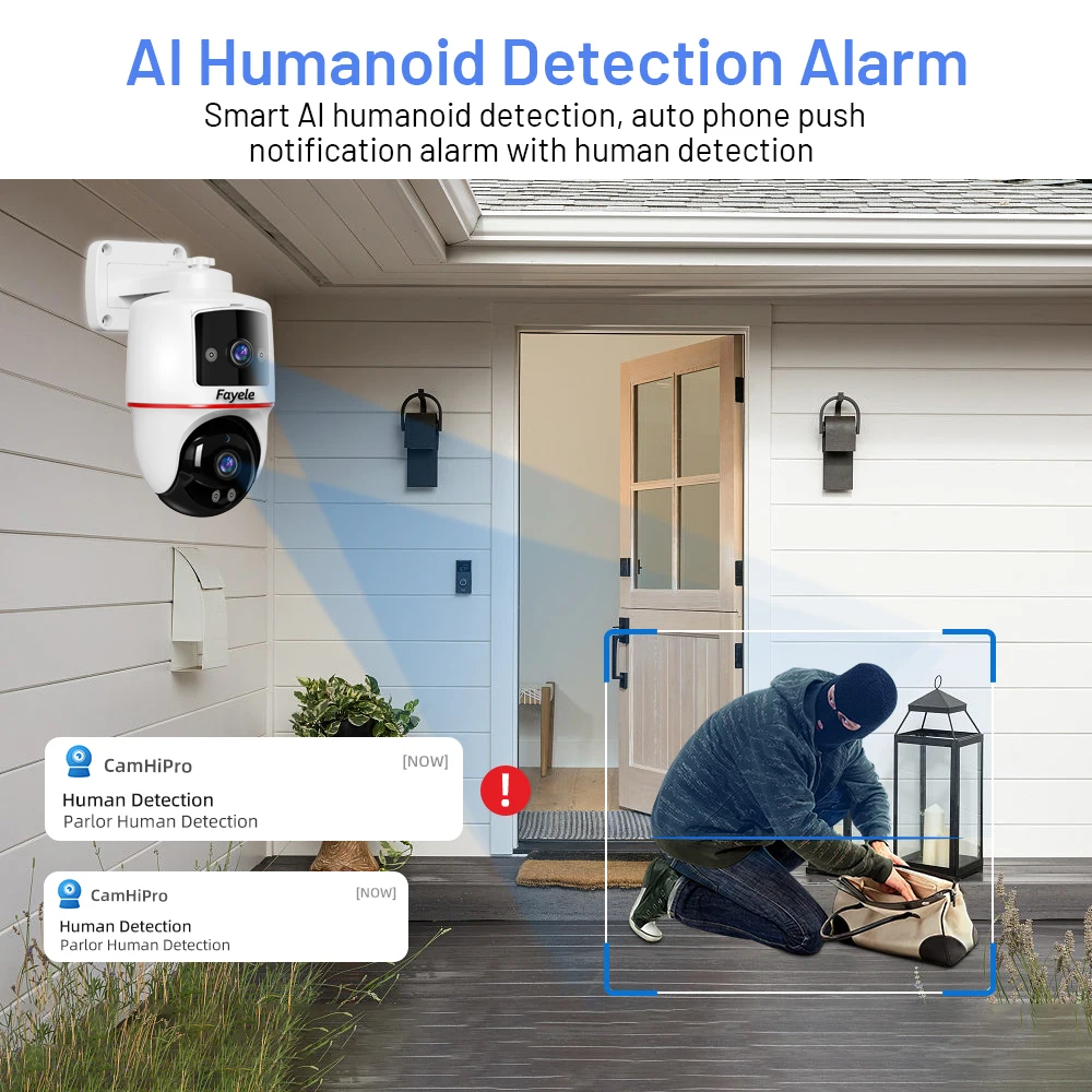 4MP WiFi Smart Linkage Dual-lens PTZ Camera Dual Screen Humanoid Auto Tracking 2way Audio Full Color Outdoor Wireless IP Camera