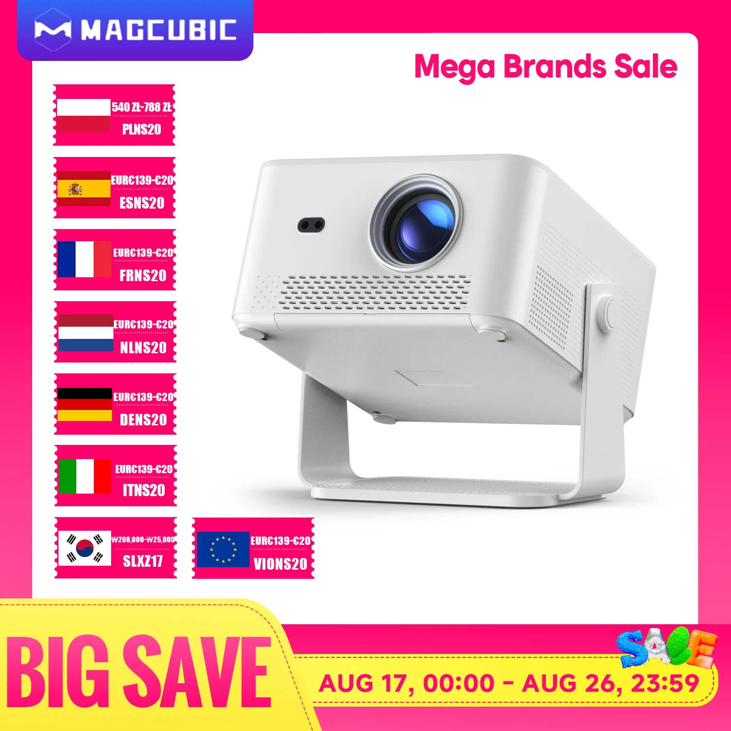 Magcubic HY450MAX Tragbarer Outdoor-Projektor 1100 ANSI 1080P Autofokus 8K-Unterstützung Android 14 WiFi6 Beam Mini-Projektor