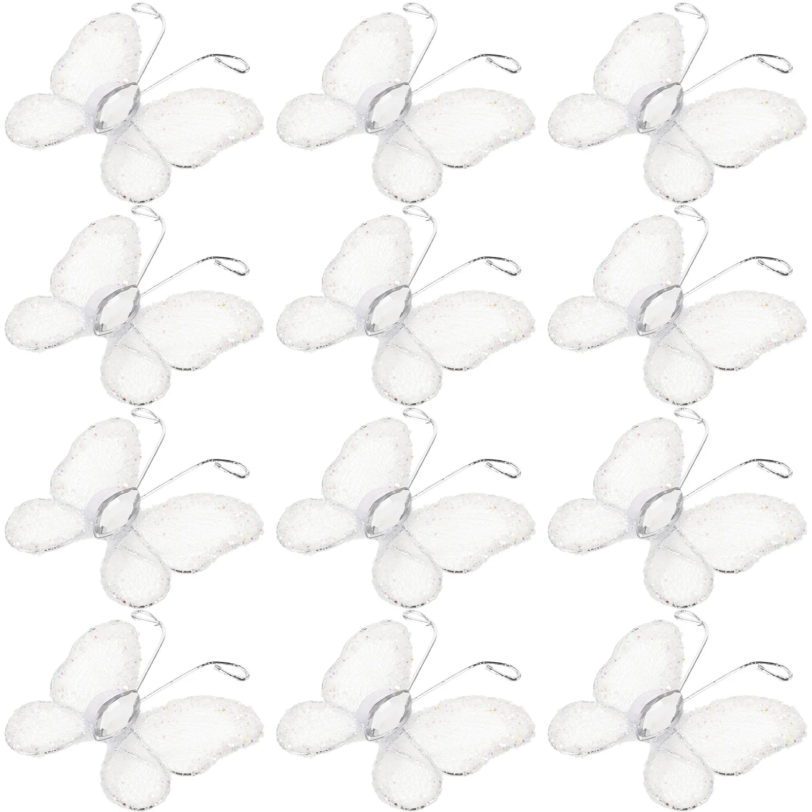 

50Pcs Decorative Mesh Wire White Glitter Butterflies Approx 3x3cm Wedding Favor Scrapbooking Decoration Butterfly