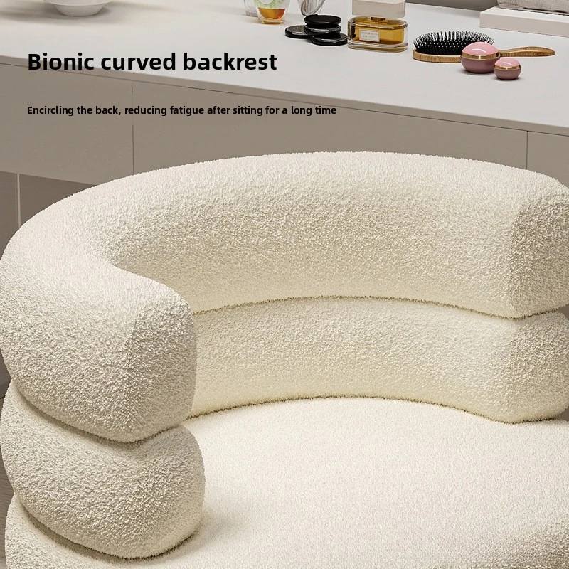 Faux Fur Vanity Makeup Desk Chair, Comfy Fluffy Swivel Modern Leisure Armchair with Wheels for Home