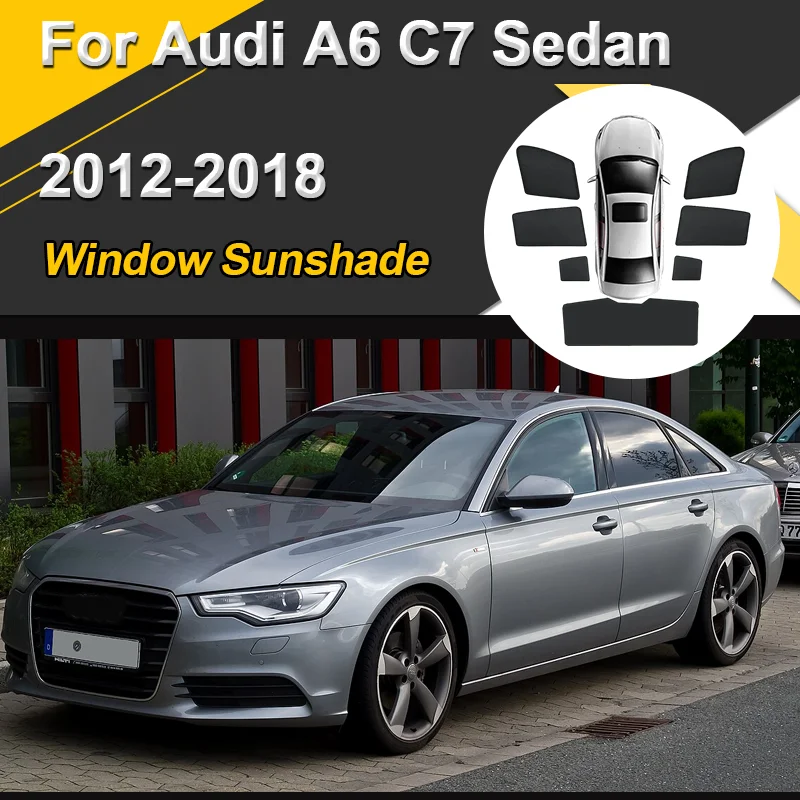 

Автомобильные солнцезащитные козырьки для Audi A6 C7 Sedan 2012-2018, солнцезащитные козырьки с магнитной теплоизоляцией, сетчатые оконные шторы, автоаксессуары