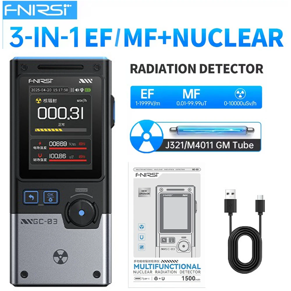 FNIRSI GC-03 3-IN-1 كاشف الإشعاع الكهرومغناطيسي، قوة المجال الكهربائي والمغناطيسي، طاقة الترددات اللاسلكية، NR+EF+MF مراقبة درجة الحرارة #1