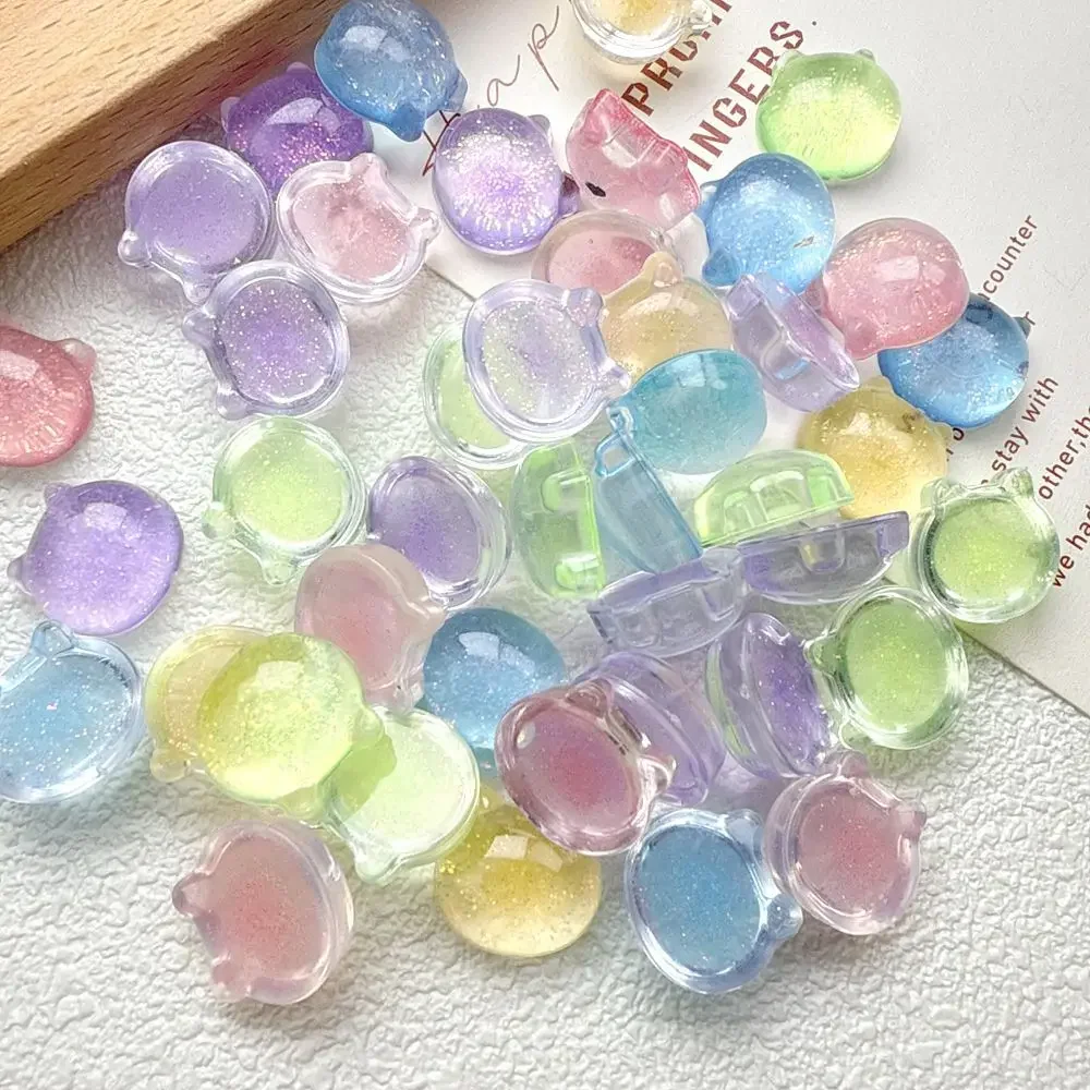 20pcs Transparent Ics Bear DIY Resin Flatback Cabochon Miniature Scrapbooking Supplies for Phone Case Decoration Jewelry Making