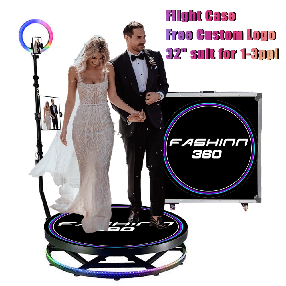 

Fashinn360 360 Photo Booth 32" for 1-3 People Full Metal Automatic Adjustable Spin For Weddings Parties with Free Custom Logo