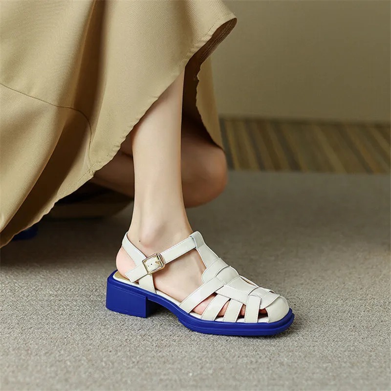 Women Summer Sandals Patent Leather Roman Sandals Casual Buckle Strap Summer Shoes GLADIATOR Chunky Heel Women Shoes Sandalias