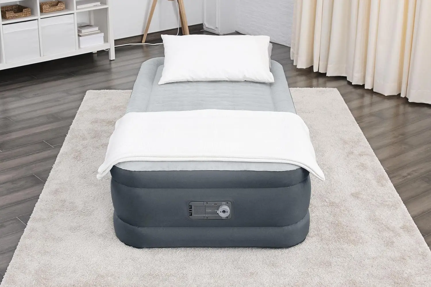 

Twin Air Mattress with Built-in Pump, USB Charger, and Supersoft Top - Extra Durable 18" Raised Airbed in Grey