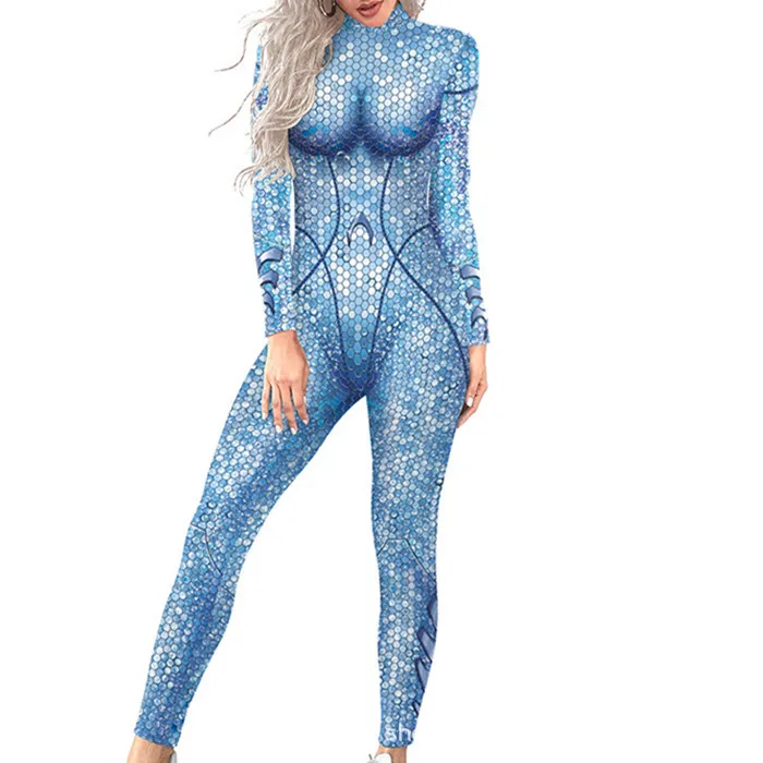 Erwachsenen-Jumpsuit mit Fischschuppen-Druck, Meerjungfrauen-Cosplay-Bodysuit, Kostüm für Halloween-Party, Rollenspiel, Karneval, Digitaldruck-Outfit – Detail 13