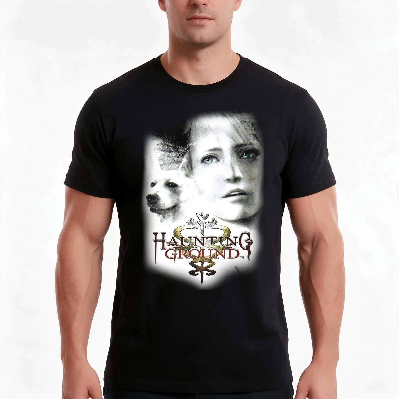 Haunting Ground - Title T-Shirt, Summer Casual Cotton Tee, Oversized Streetwear Tops, Vintage Graphic Print, Unisex Men Women
