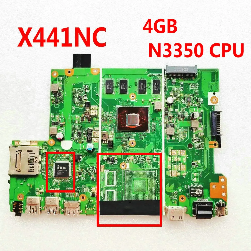 X441NC Mainboard For Asus X441N X441NA A441N Notebook X441NC Laptop Motherboard with 4GB RAM N3350 CPU 100% Working Well