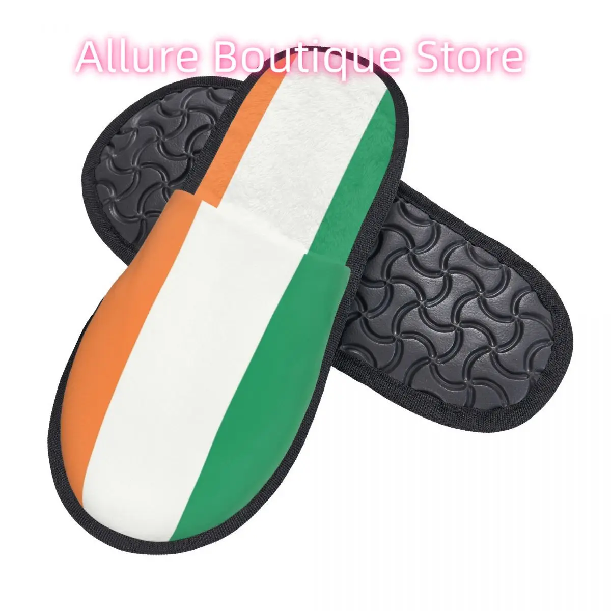 カスタムアイルランド旗ハウススリッパ女性用コージーメモリーフォームスリッポンスパスリッパシューズ