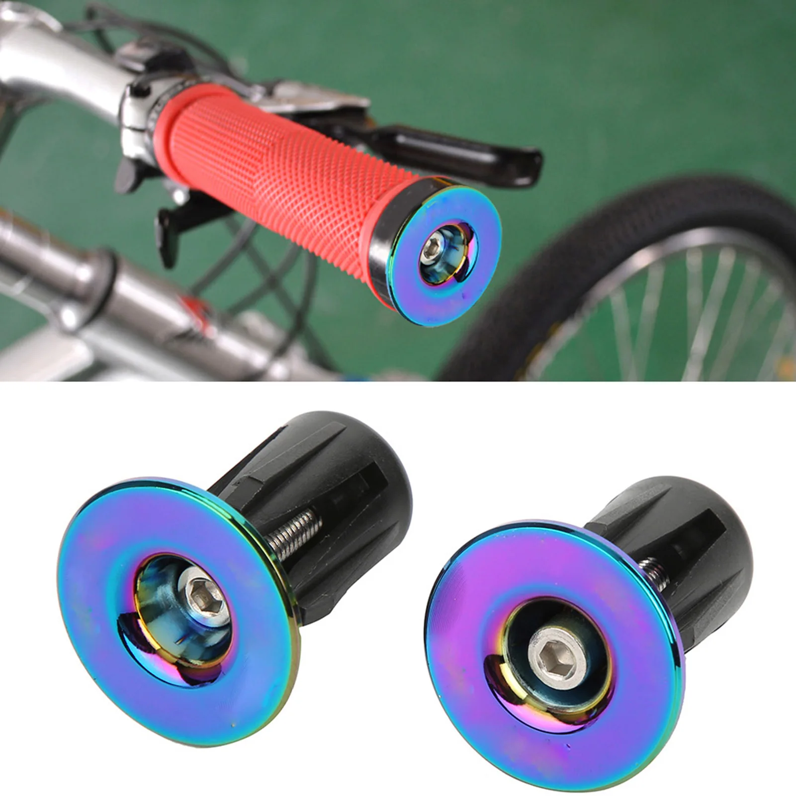 Bike Handlebar Grips Ends Plugs 1Pair Bike Handlebar Grips Ends Screw Plugs Electroplate Colorful Cycling Accessory