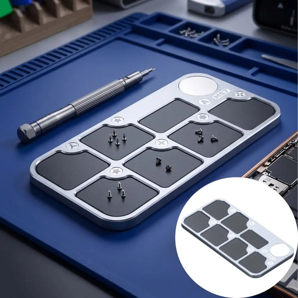 

Aluminum Alloy Frame Magnetic Screw Storage Tray Rubber Mat Precision Screwdriver MS7 Screw Tray Strong Magnet Module