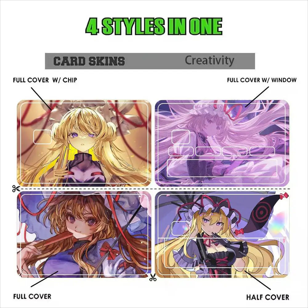 Yakumo Yukari Touhou Project  Sticker Film Tape Skin for Credit Card Debit Card Cartoon Waterproof Stickers