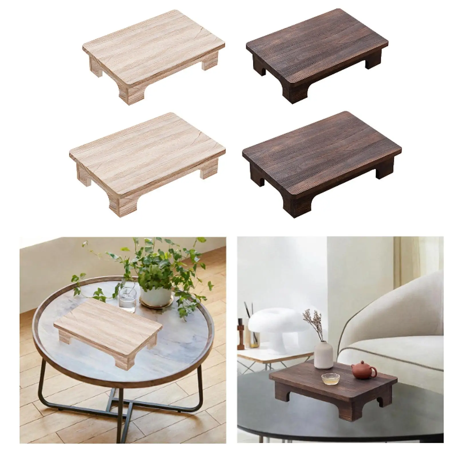 Wood Low Coffee Table Plant Holder Sturdy Stable Multipurpose Coffee Table for