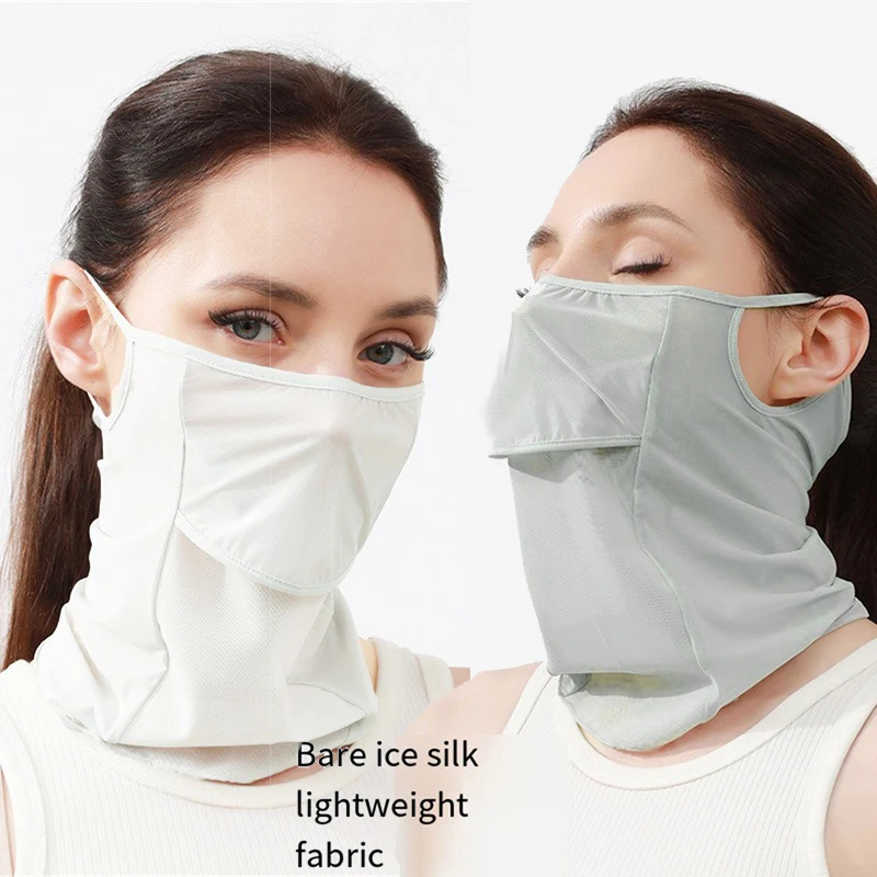 Summer Breathable Thin Facial Shield Sunscreen Woman Sports Mask Man Cycling Driving Face Cover UV Protection Ice Silk Veil