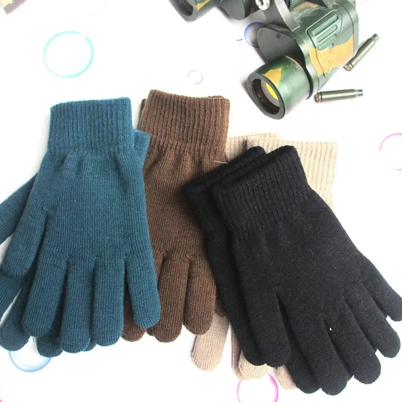 Gants tricotés solides pour femmes, chauffe-mains, doublure épaisse, ski, poignet court, mitaines à doigts complets, automne hiver