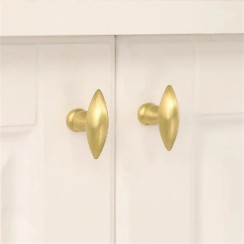 Golden Olive Candy Shape Cabinet Handles Solid Brass Drawer Door Knobs Furniture Handles For Kitchen Cupboard Wardrobe Pulls Diy