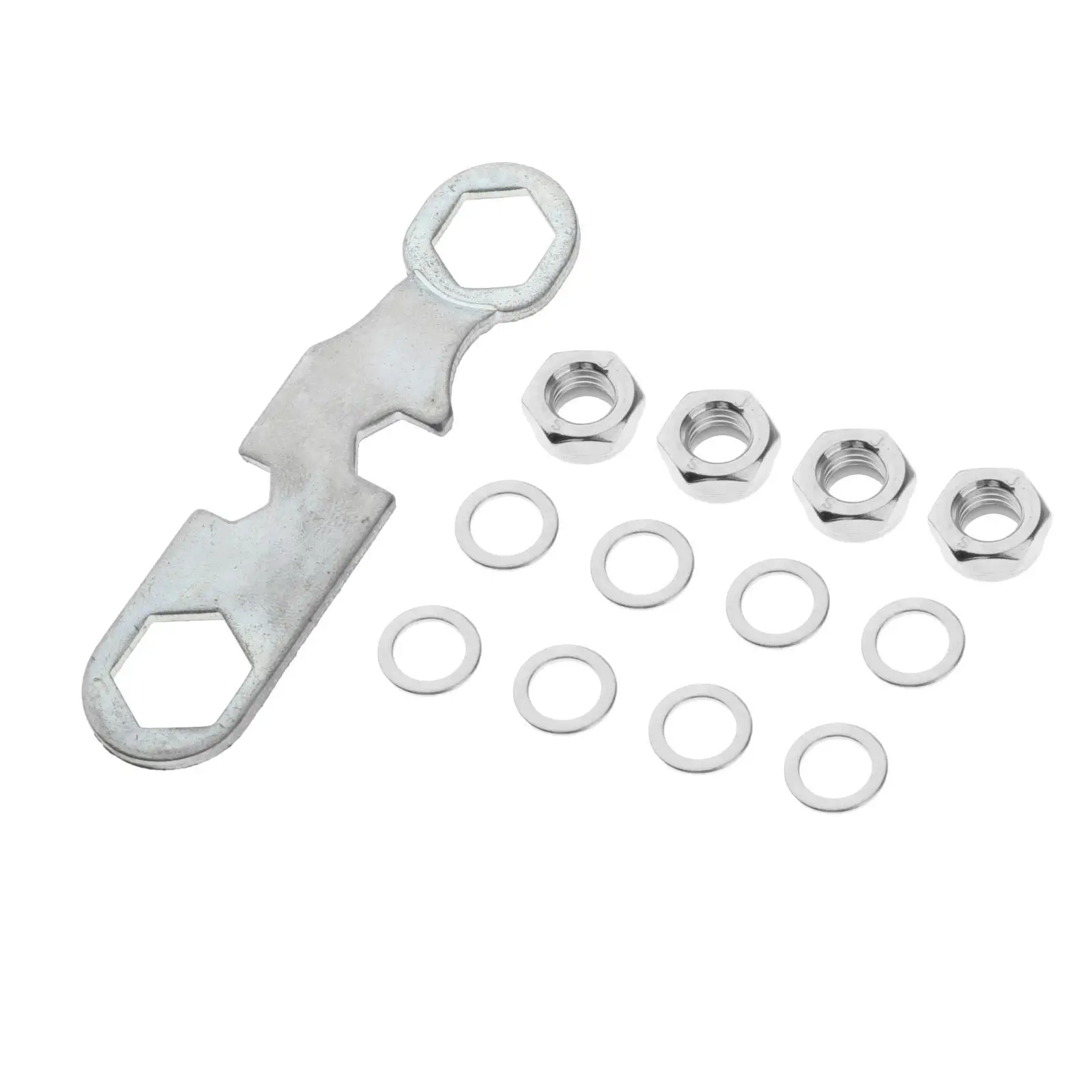 2-4pack Skateboard Truck Rebuild Kit Washers M8 Nuts and Wrench Tool Silver